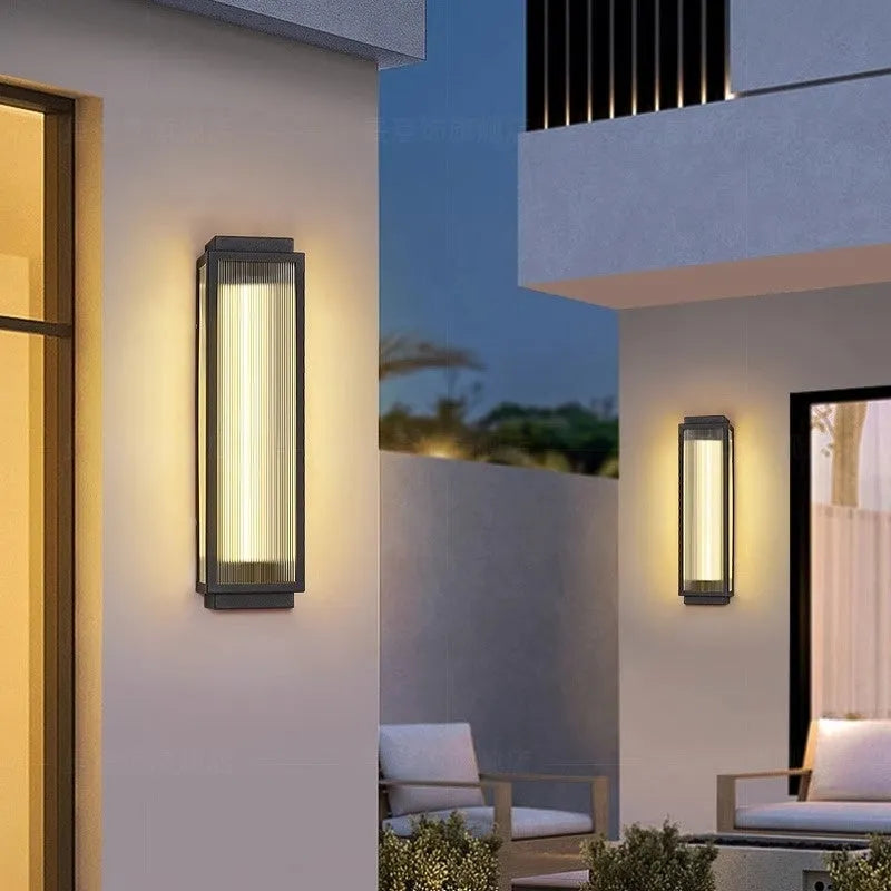 Waterproof stainless steel outdoor wall lamp for courtyard and garden lighting with choice of sizes and light colours
