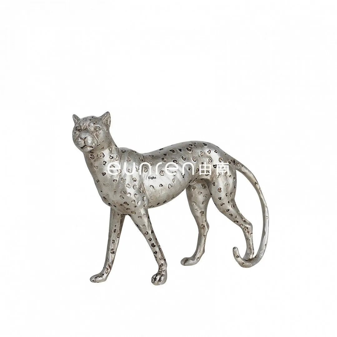Modern leopard resin ornament in American Leopard colour, shown in small, large, and walking posture designs