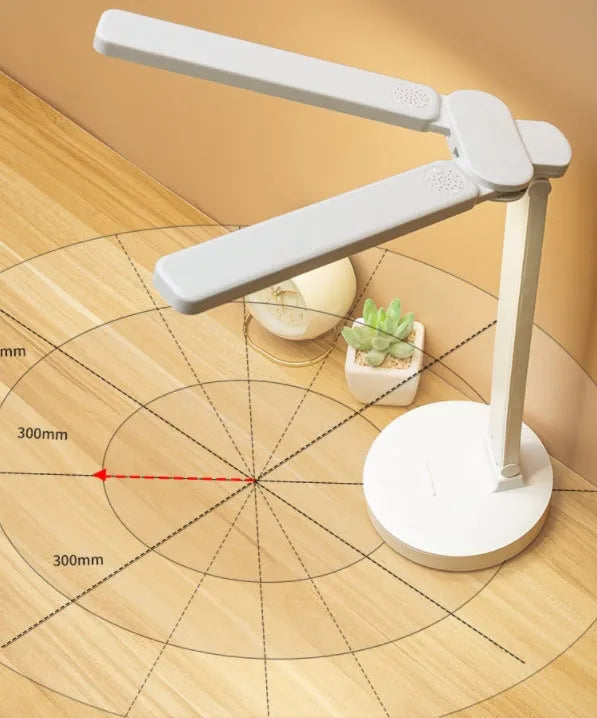 Eye protection LED rechargeable student desk lamp with double-head folding design and touch switch
