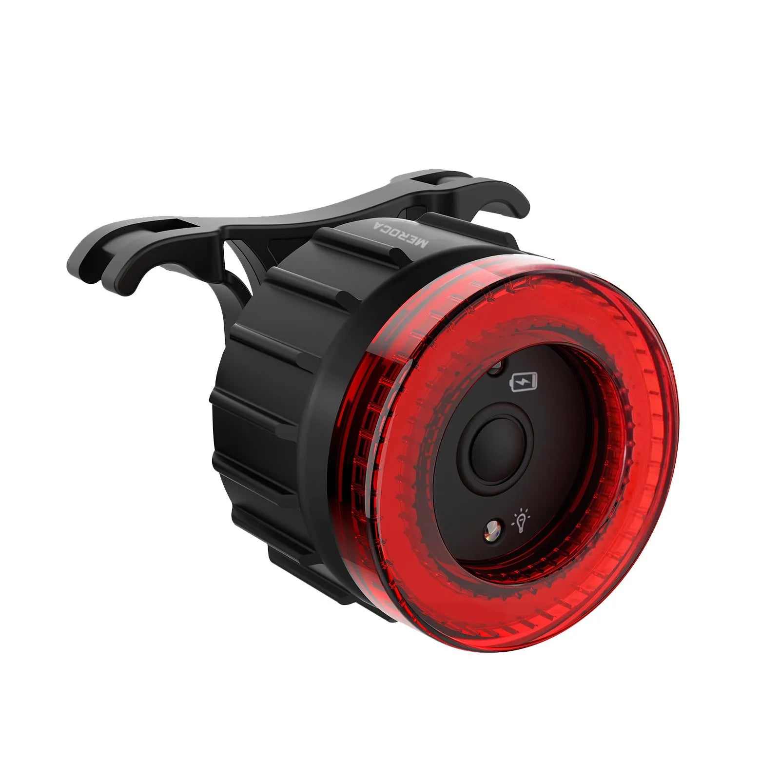 Black intelligent induction bicycle brake taillight with cushion and seat tube mounting brackets