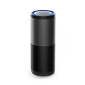 Black portable mini car air purifier with USB cable and smart sensor display