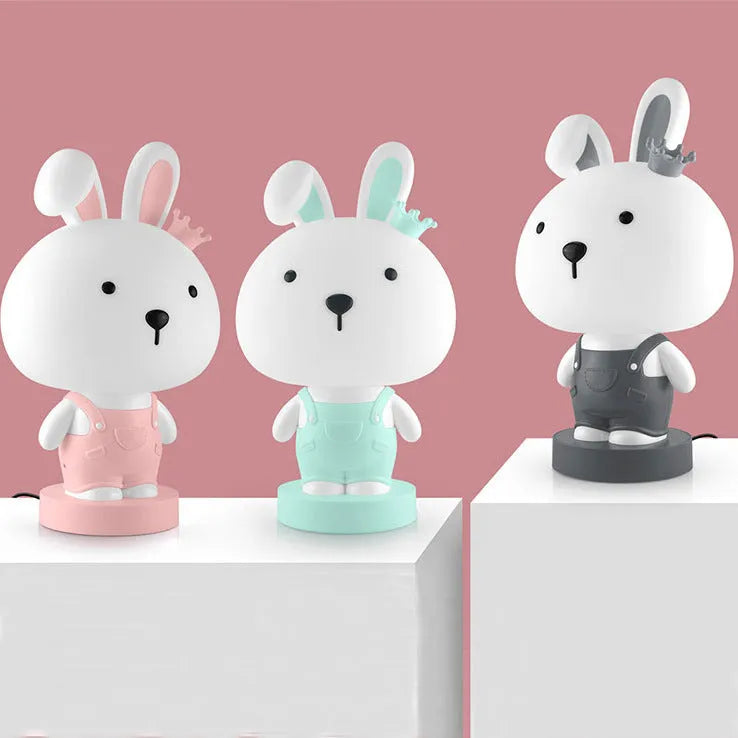 Cartoon animal table lamp with plastic shade and LED lighting in bear, cattle, rabbit or tiger designs