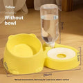 Automatic drinking pet basin with two stainless steel bowls and a ceramic water reservoir in haze blue.