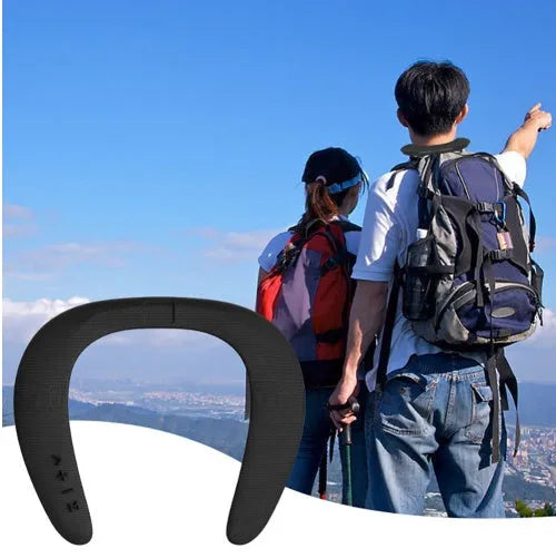 Neck-mounted U-shaped bib Bluetooth sports running speaker in blue with 1200mAh battery