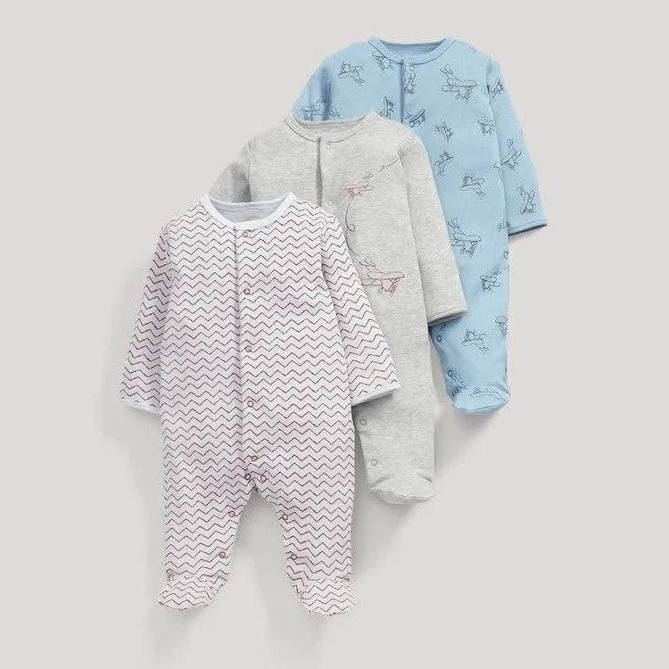 Baby crawling suit onesie in 100% cotton with soft treatment animal pattern for infants 1–3 years