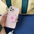 Cute pink flower phone case for iPhone showing floral print on a white background.