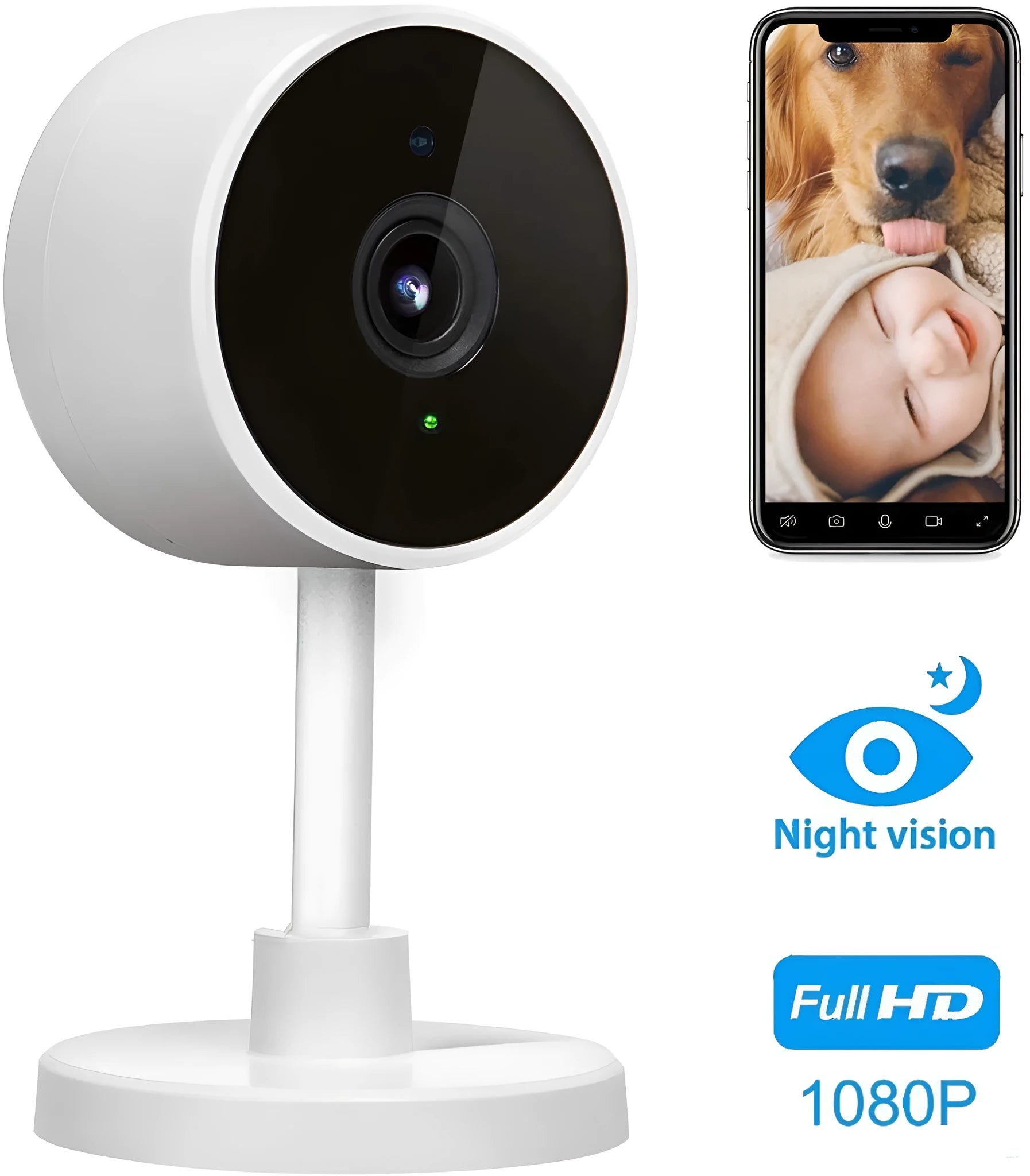 White FLASH FISH WiFi security camera with 1080p HD resolution and gun-style design