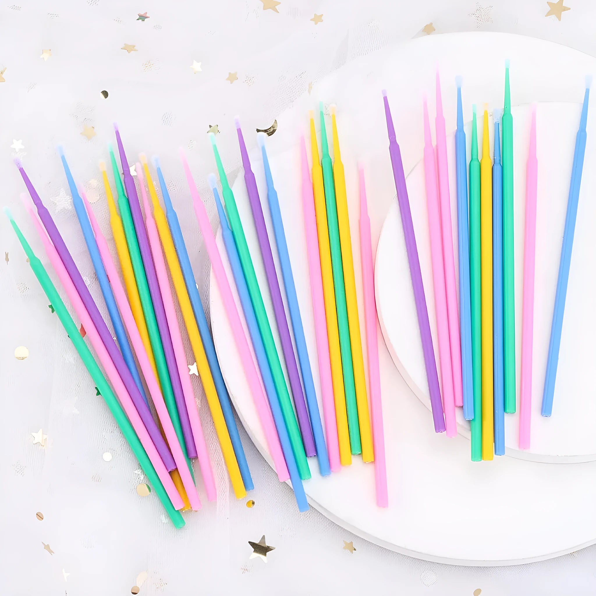 Disposable Micro Applicator Brushes 200-500 Pcs for Eyelash Extensions Mascara Makeup Cleaning Bendable Cotton Swab Multicolors Deep Green Deep Blue Deep Purple Pink Yellow