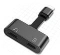 2 in 1 Lightning adapter for iPhone, black, aluminium alloy shell, compact 20mm size