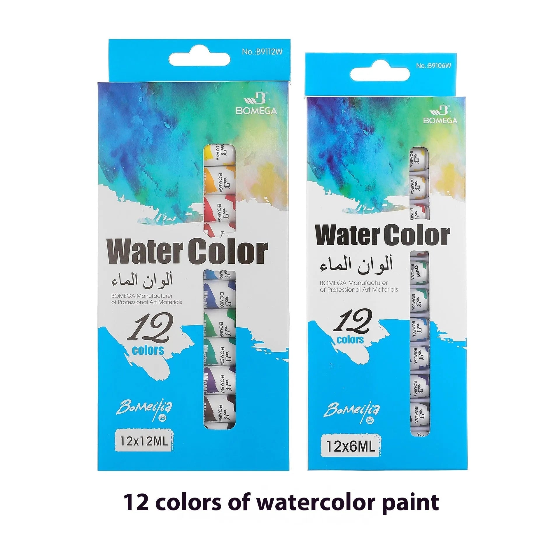 Artists' paint set with 12 colour tubes for acrylic, gouache, watercolour, oil, glass and textile painting.