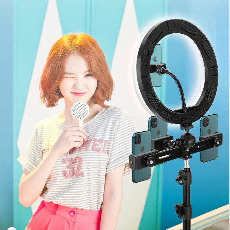 10 inch ring selfie light with adjustable metal bracket for smartphone photography