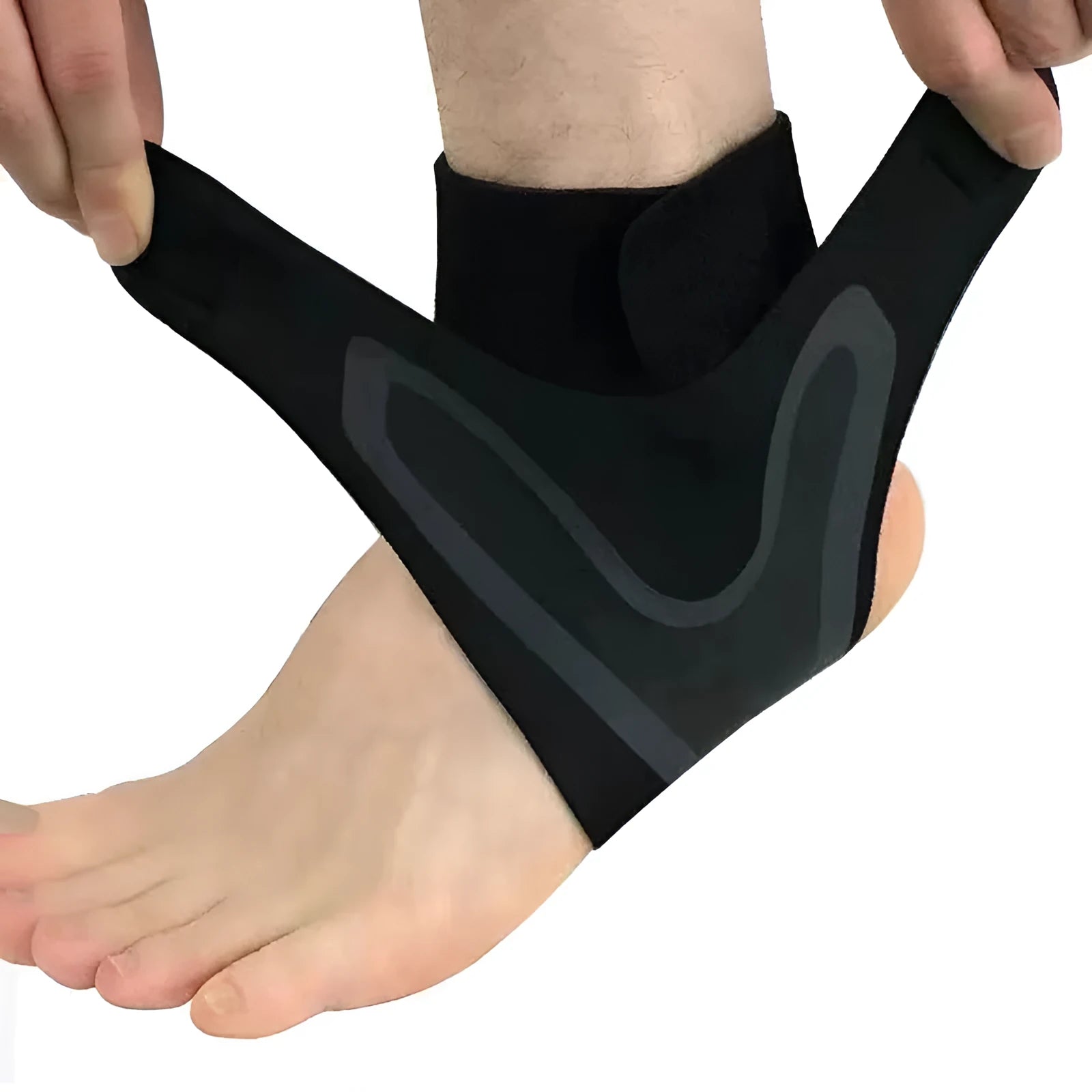 Ankle support brace for the left or right foot, shown on an ankle, suitable for running and sports recovery.