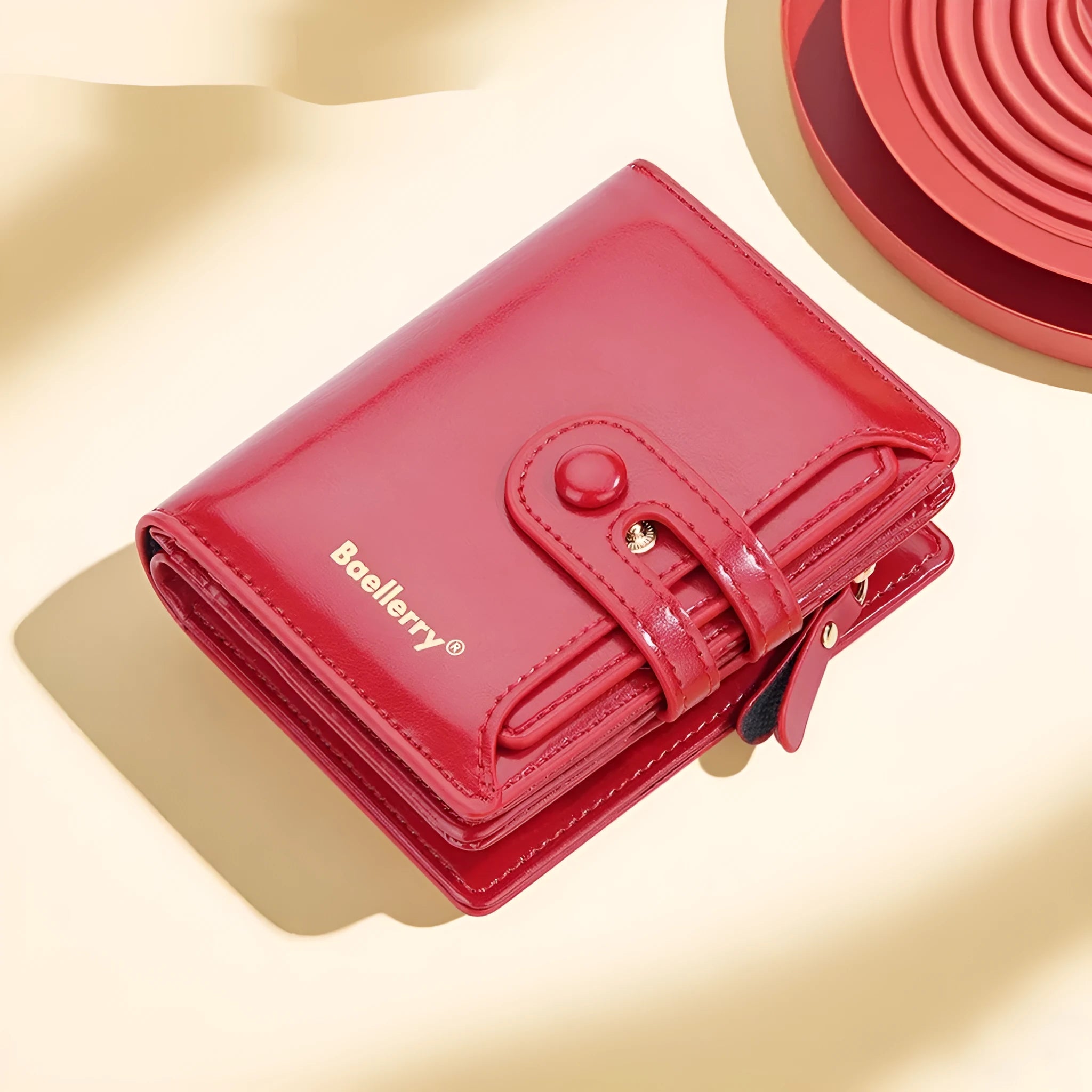 Women's card holder wallet in PU leather available in multiple colours on a plain background.