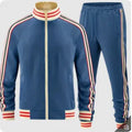 Men's khaki turtleneck zip cardigan with matching trousers casual suit set