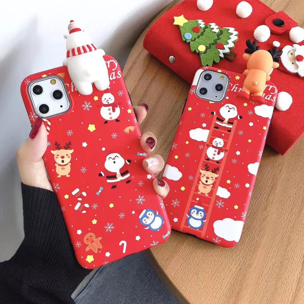 Silicone Christmas phone case back cover for various iPhone models in multiple colours.