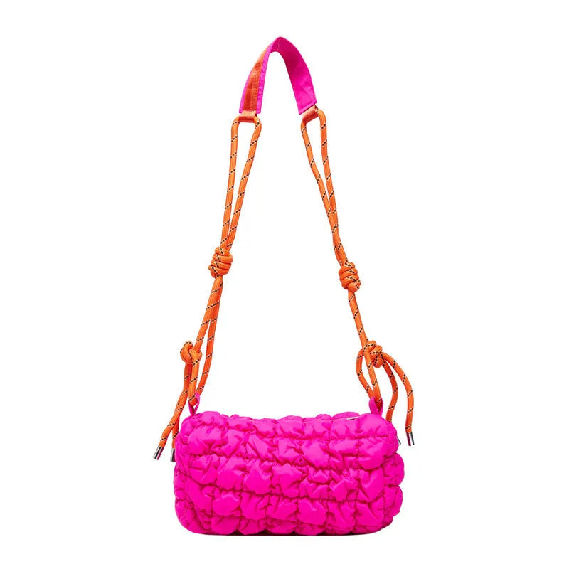Women's lightweight nylon messenger bag in pillow clouds design with rhombus pattern