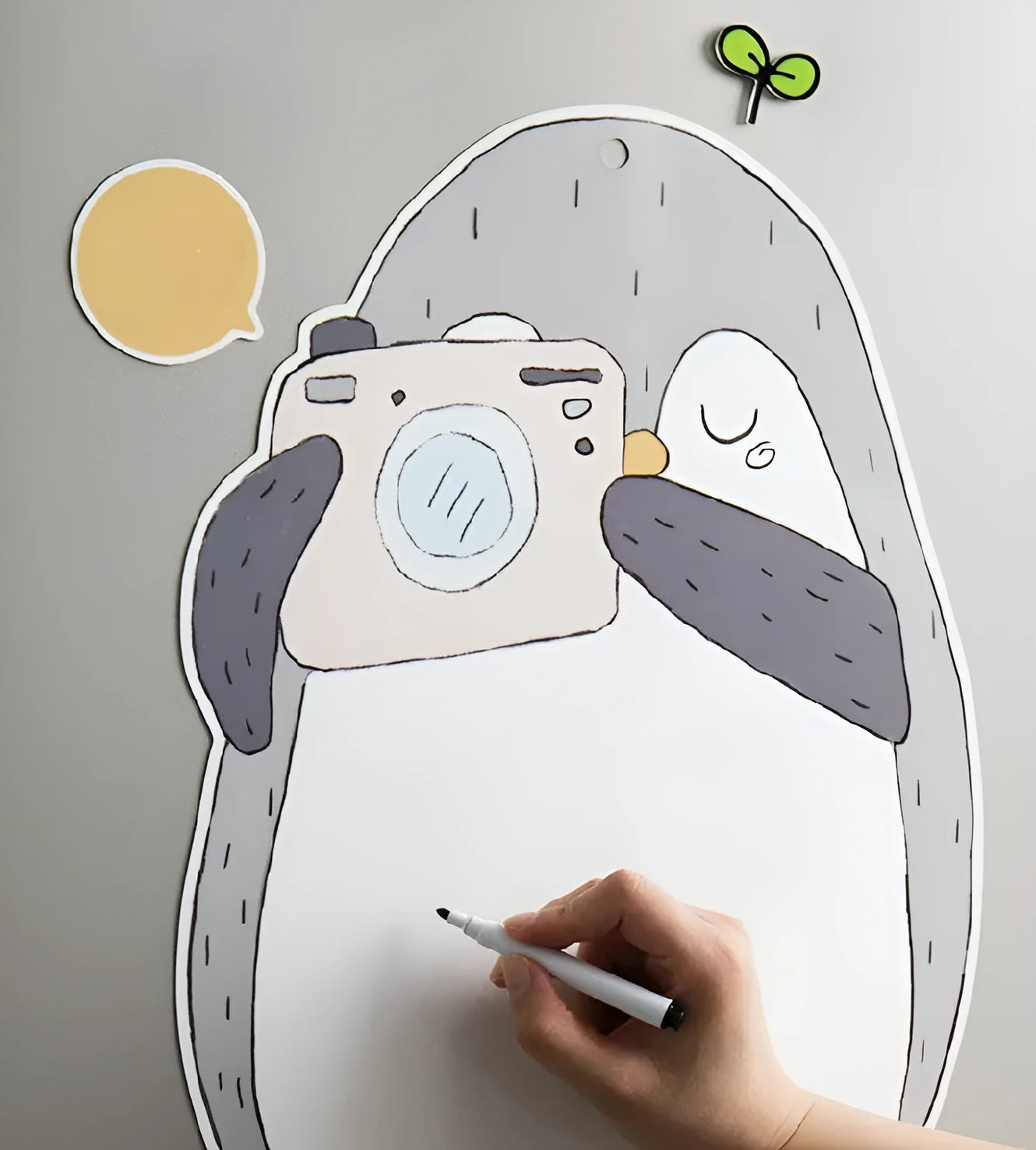 Nordic penguin design refrigerator message board 45cm by 30cm soft magnet coated paper