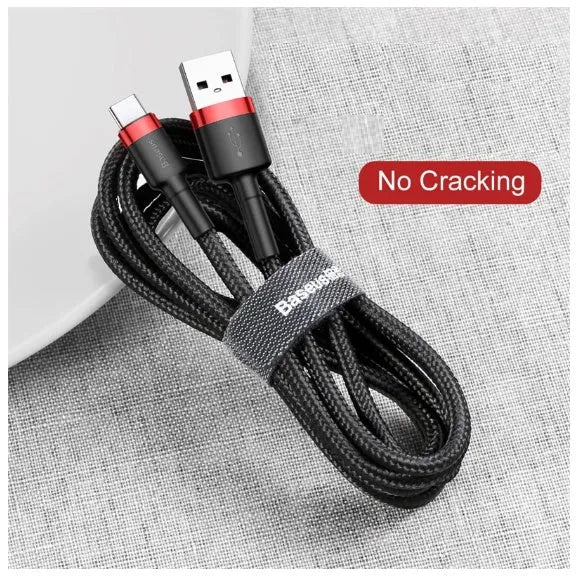 Android Micro USB woven charging and data cable in grey black, 1m length