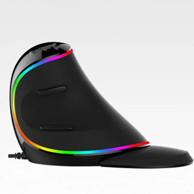 Vertical ergonomic snail-shaped RGB wired computer mouse with USB cable