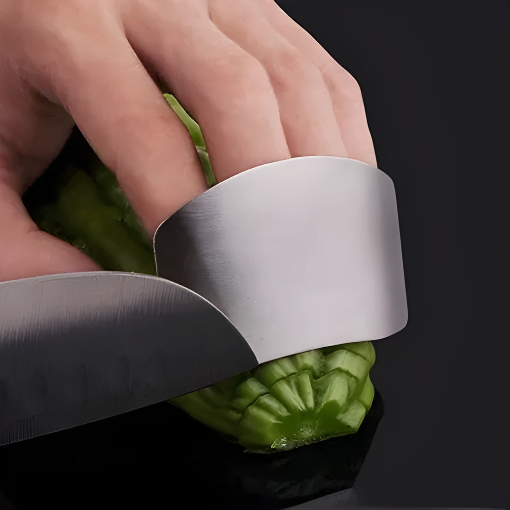 Stainless steel finger guard for vegetable cutting protection in single and double finger sizes