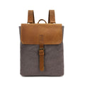 Canvas waterproof backpack with splicing design in khaki colour, 29x13x35cm