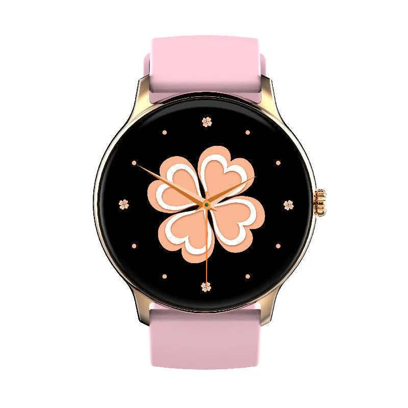 Smart sports watch with blood pressure monitoring on silicone wristband showing 1.28-inch display