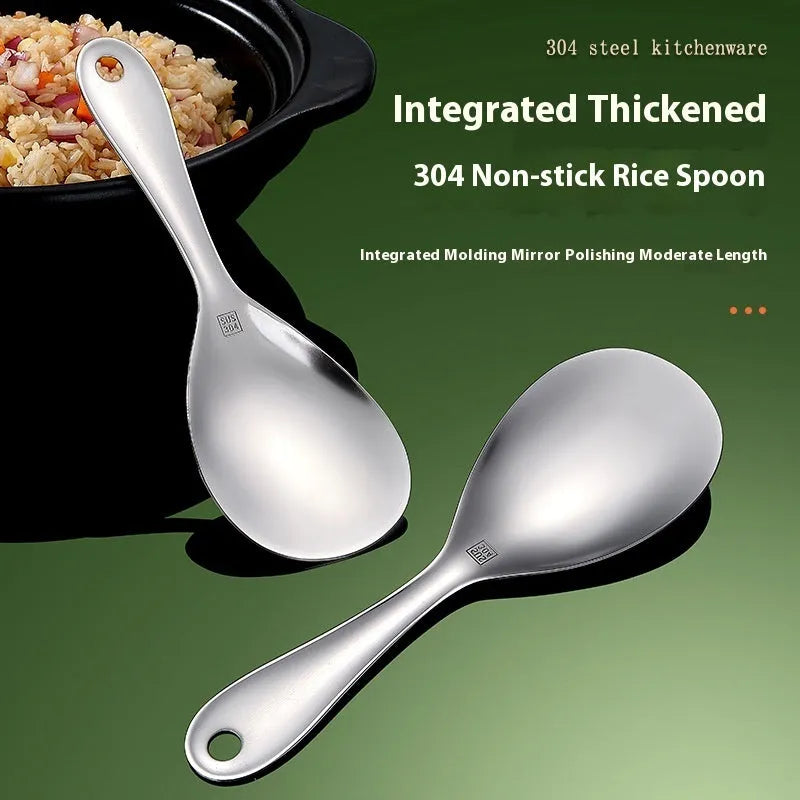 Thick 304 stainless steel meal spoon with solid colour and simple style on a neutral background