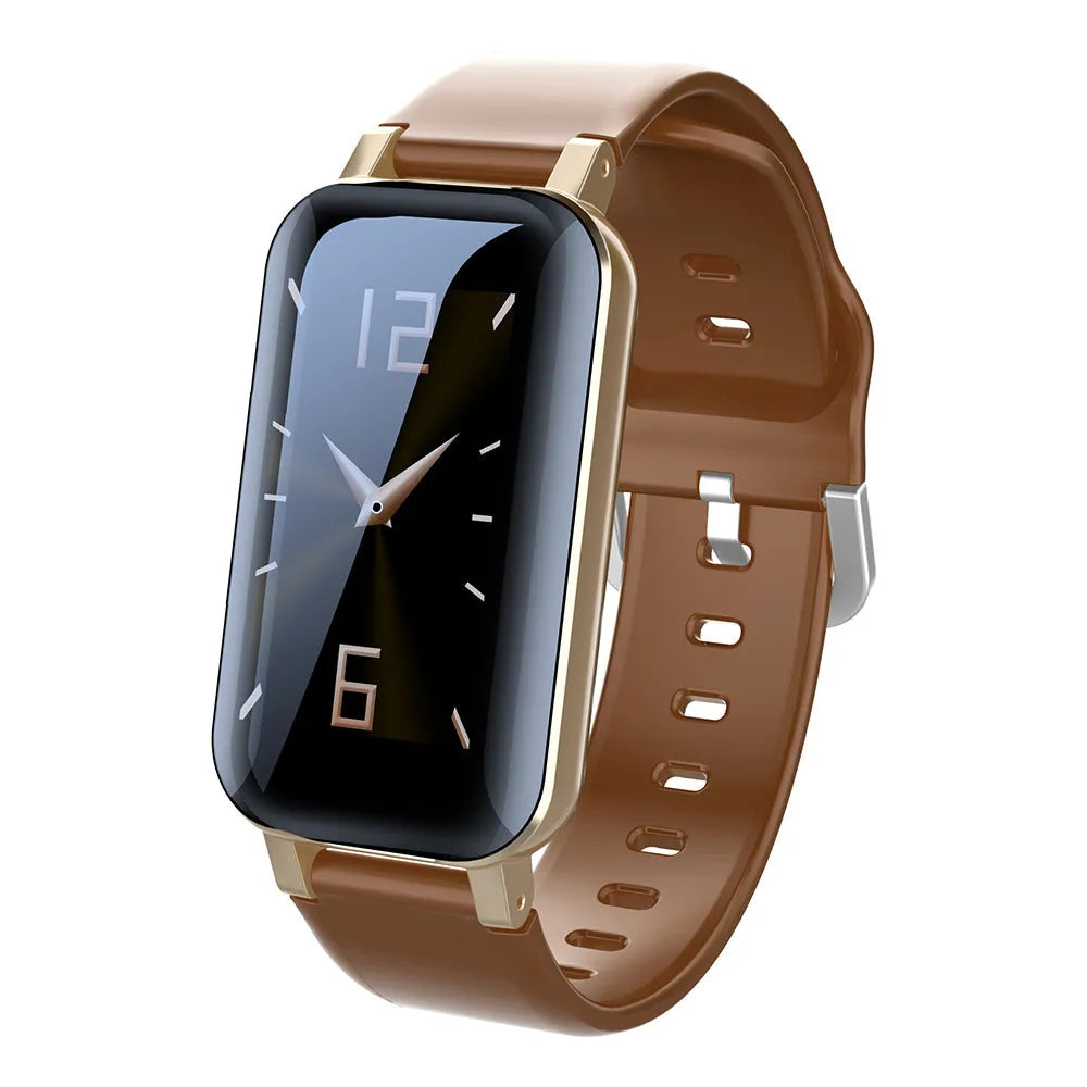 Call Bracelet smart bracelet in black, blue, or coffee colour on a wrist