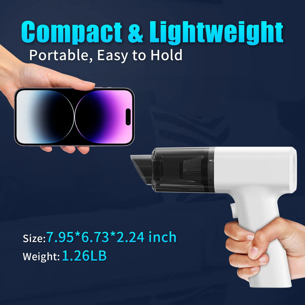 White plastic USB rechargeable handheld dust collector vacuum cleaner for keyboard and desktop cleaning