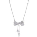S925 sterling silver bow pendant clavicle chain necklace with O-ring chain