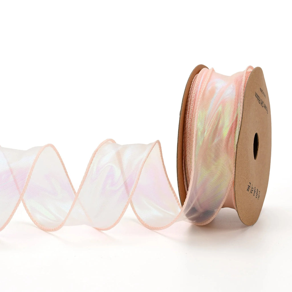 Colourful fishtail yarn mesh ribbon roll with decorative edge design for floral arrangements