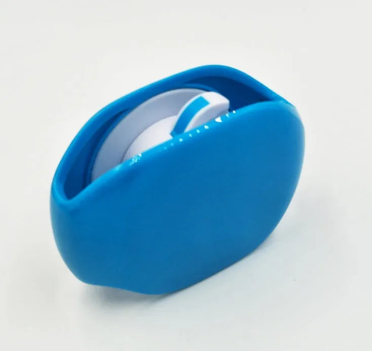 Automatic earphone cable winder retractor in multiple colours showing compact size