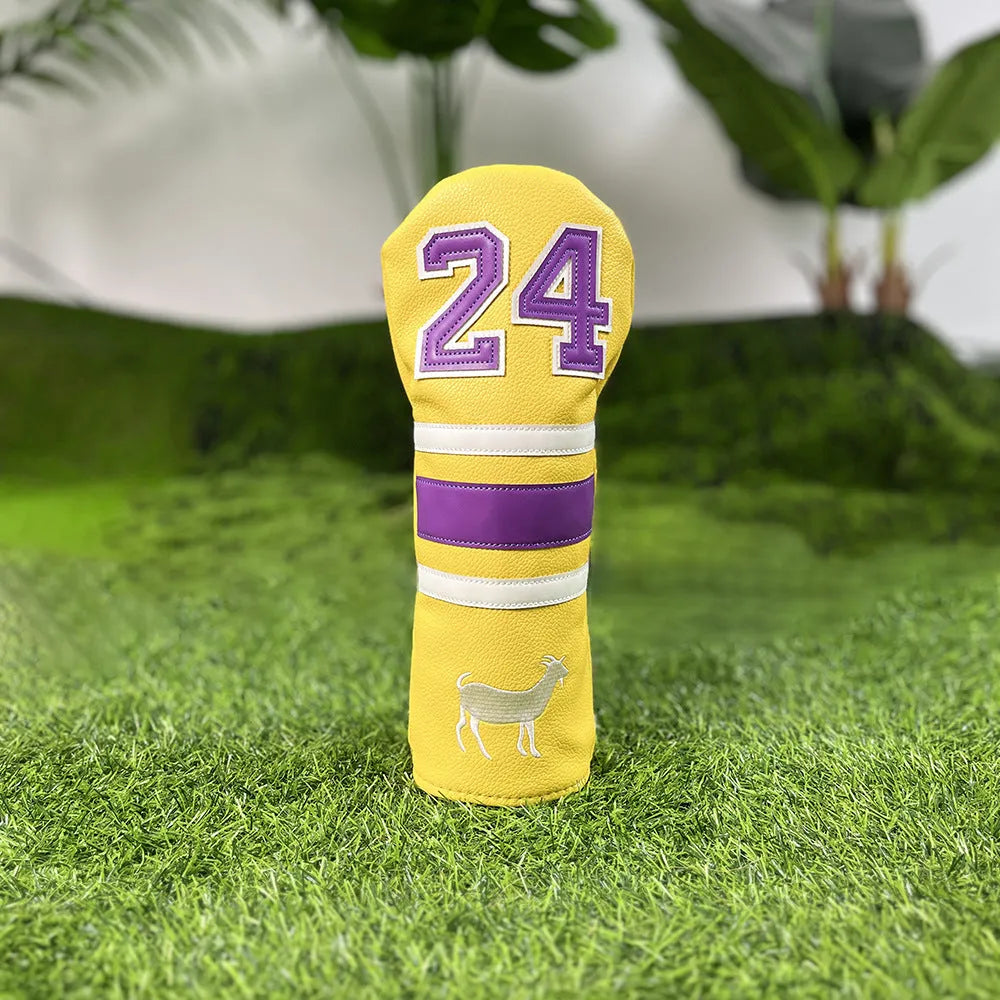 RAM golf club head cover set with four PU sleeves in yellow for woods and a putter.