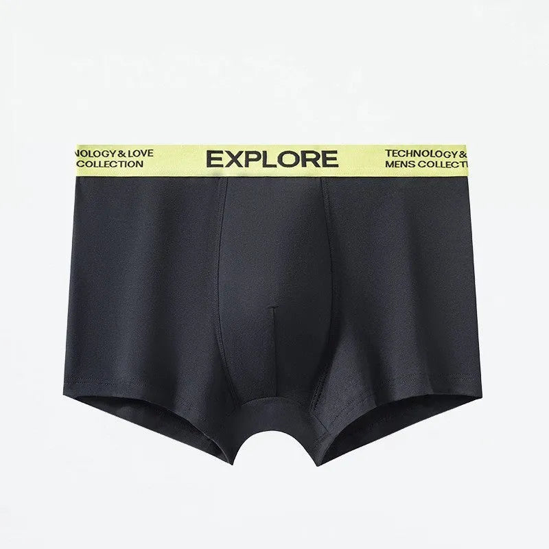 Men's cotton class A breathable boxer shorts in black pink colour with mid-waist knitted construction