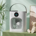 White USB refrigeration air conditioner front view showing screen display and button controls