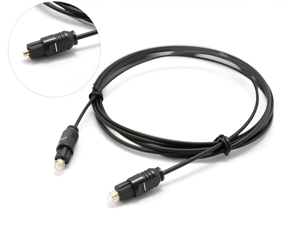 OD2.2mm digital optical audio cable with TOSLINK connectors on a white background.