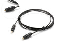 OD2.2mm digital optical audio cable with TOSLINK connectors on a white background.