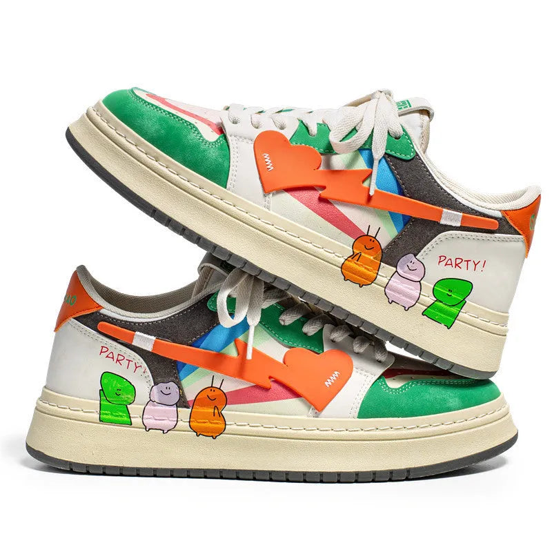 Casual lace-up sneakers in plain style with youth fashion design