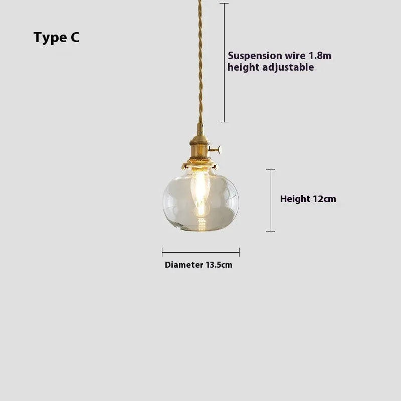 American retro small pendant light bedside droplight with 4W warm light, six colour options available