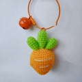 Soft wool cartoon carrot keychain pendant on a metal ring for car keys