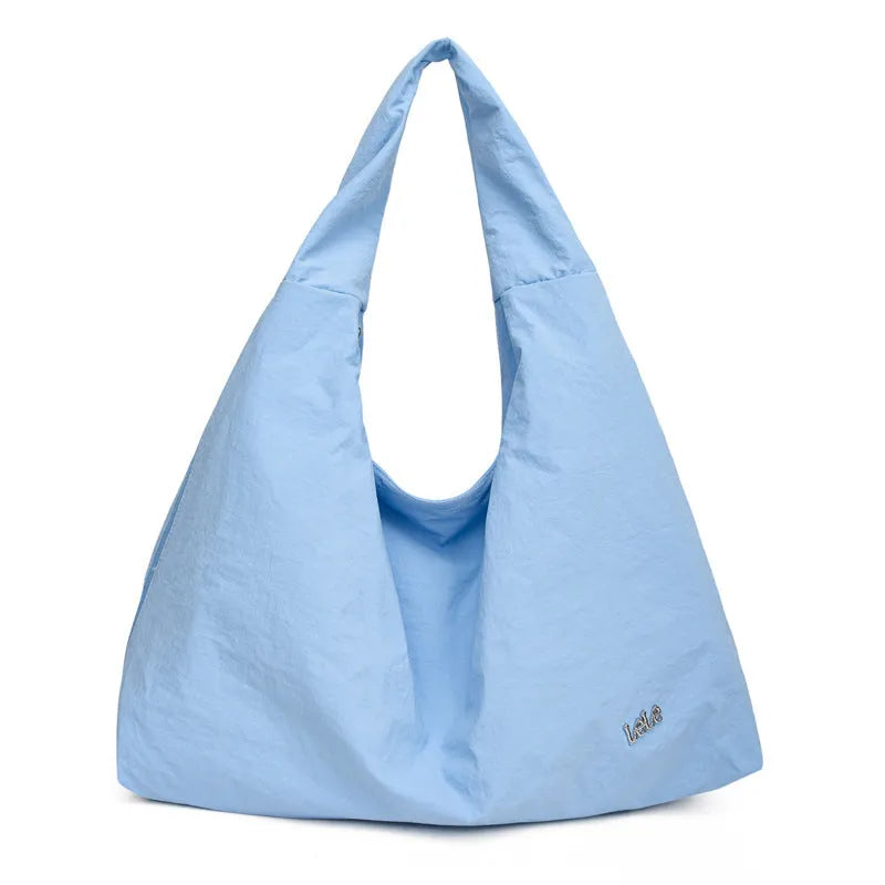 Heart-shaped women's nylon underarm bag in black, yellow, khaki, or blue with shoulder strap