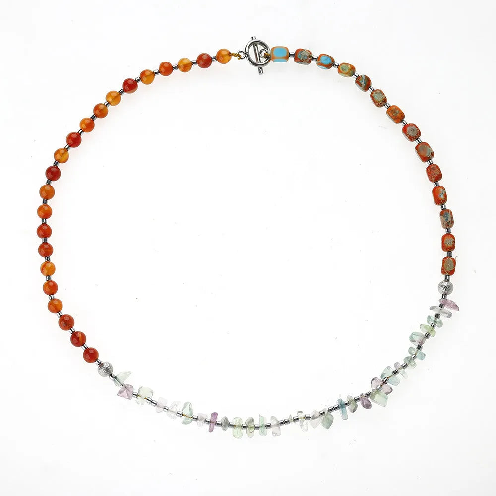 Hand-woven red agate round beads bracelet with Persian Gulf agate, unisex geometric style, close-up