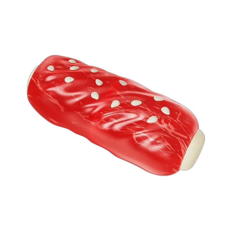 Primary colour plastic glue toothbrush-shaped dog chew toy with textured molar rod design