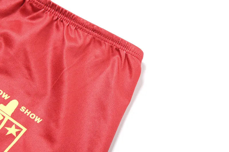Women's high waist hip lift printed shorts swimsuit set in red with 3D effect pattern
