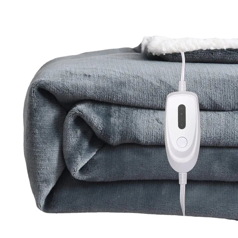Grey USB electric heating blanket with intelligent temperature adjustment controls
