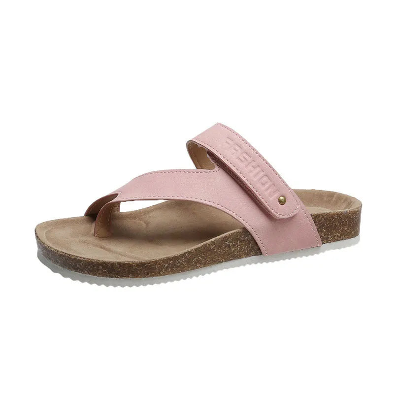 Flat toe ring thick-soled flip-flops in multiple colours with foam soles and imitation leather lining