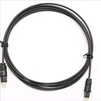 OD2.2mm digital optical audio cable with TOSLINK connectors on a white background.
