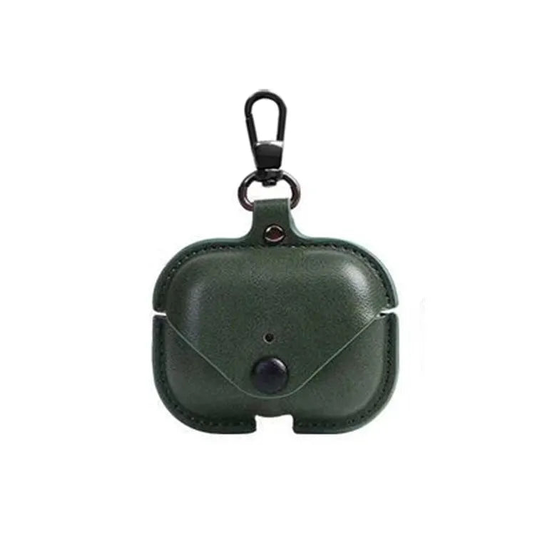 Black AirPods Pro protective leather sleeve case with cross pattern PU material.