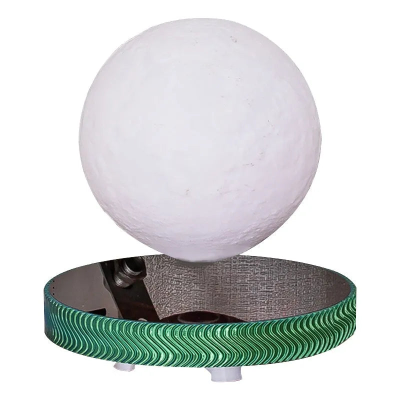 Magnetic suspension moon night lamp with 3D printed planetary design floating above base