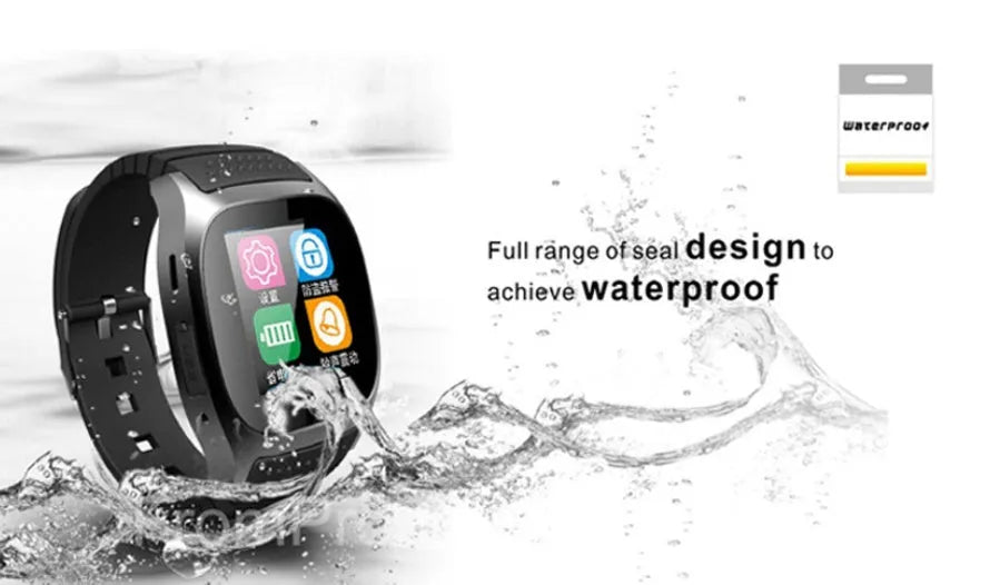 Smart Bluetooth sports watch in black white blue colours with iOS Android compatibility